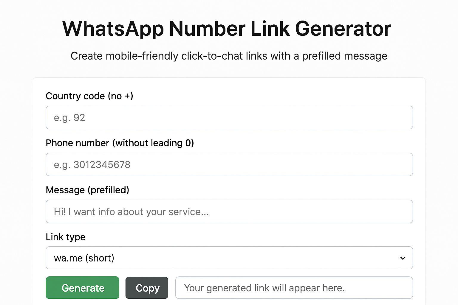 WhatsApp Number Link Generator – Create Your Own Click-to-Chat Link Instantly